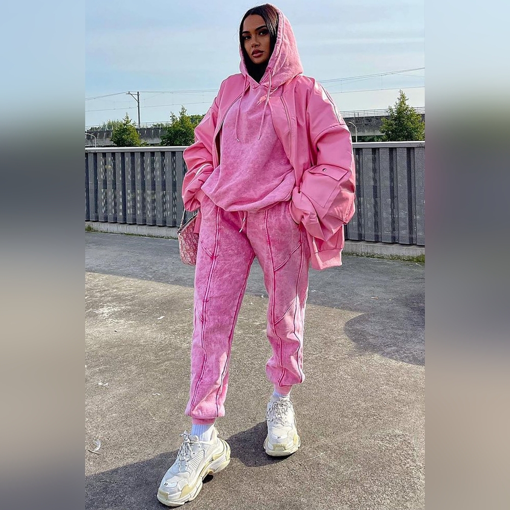 New Fashion Nova Ask Me Anything Matching Sweatshirt Hoodie & Jogger Set Pink 1X - Picture 2 of 10